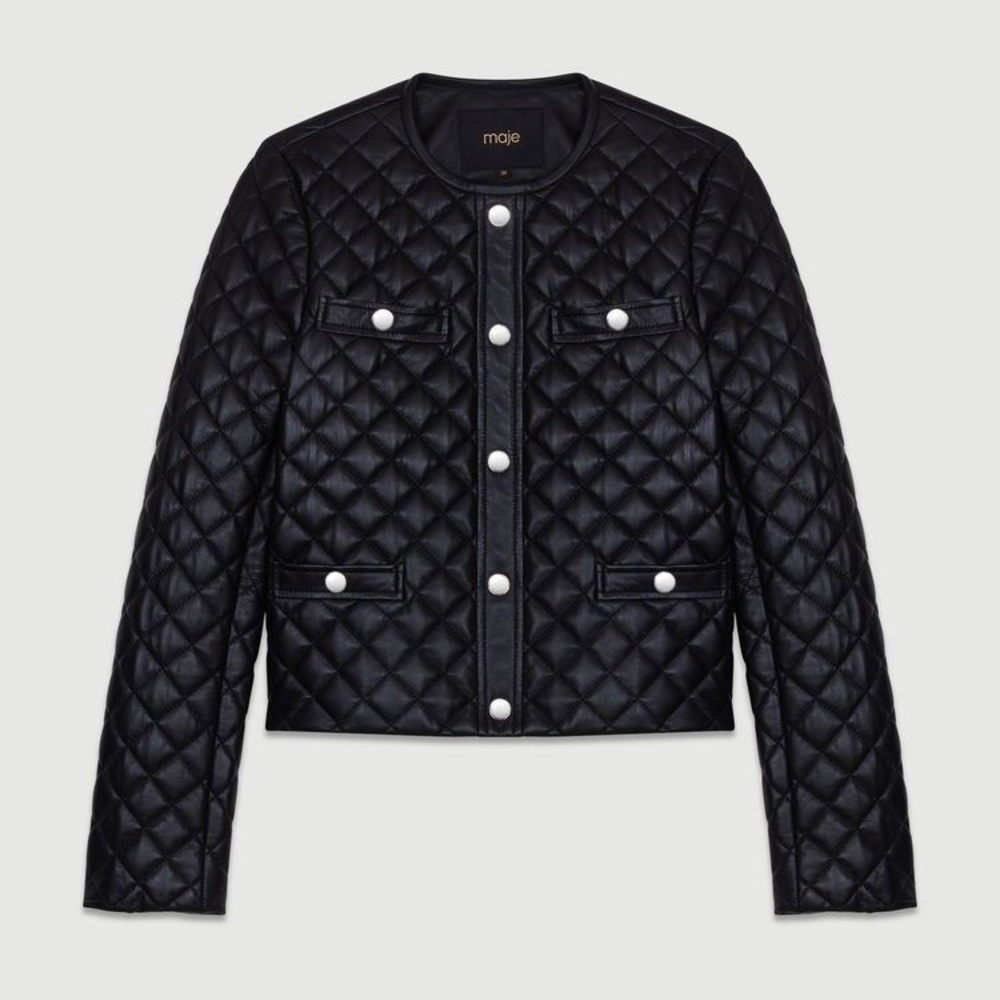NWT Maje Quilted Leather Jacket